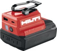 CU 2-12 USB 充电适配器 USB 充电适配器适用于 Hilti 12V 电池，为平板、手机和其他具有 USB-C 或 USB-A 端口的装置充电