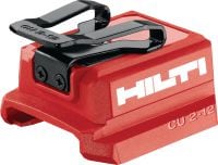 CU 2-12 USB 充电适配器 USB 充电适配器适用于 Hilti 12V 电池，为平板、手机和其他具有 USB-C 或 USB-A 端口的装置充电