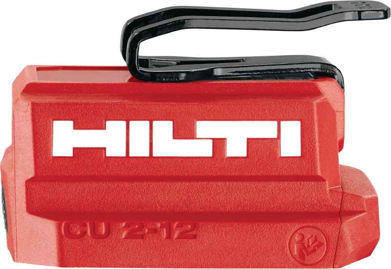 CU 2-12 USB 充电适配器 USB 充电适配器适用于 Hilti 12V 电池，为平板、手机和其他具有 USB-C 或 USB-A 端口的装置充电